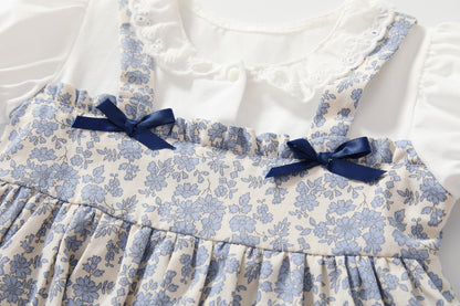 Baby Girl Short Sleeve False Little Floral Print Party Dress