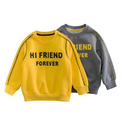 Boys Multi Color Contrast Letter Print Long-Sleeved Sweatshirt