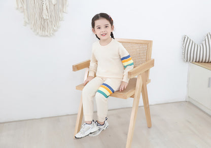 Girl Round Collar Long Sleeve Top Combo Long Pants In Sets