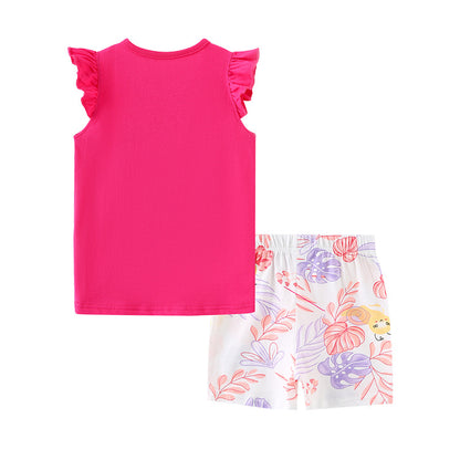 Baby Girl Floral Pattern Crewneck T-Shirt Summer Clothing Sets