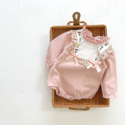 Baby Girl Embroidered Floral Long-Sleeved Spring Onesies