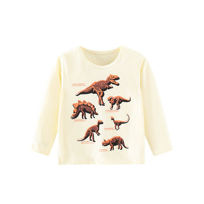 Baby Boy Cartoon Animals Graphic Autumn Long Sleeve Quality Shirts