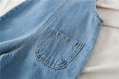 Baby Unisex Pocket Front Solid Jeans Pants
