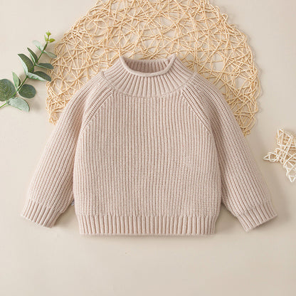 Suéter de calidad cálida con diseño de tortuga alta de color sólido para bebé 